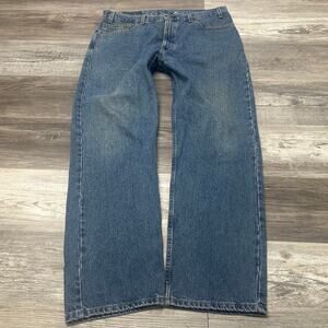 Vintage Y2K Levis 505 Faded Blue Mens 37x30 Regular Straight Denim Jeans Red Tab
